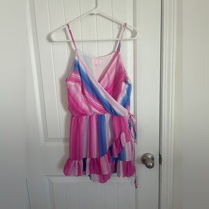 Pink and Blue Striped Romper